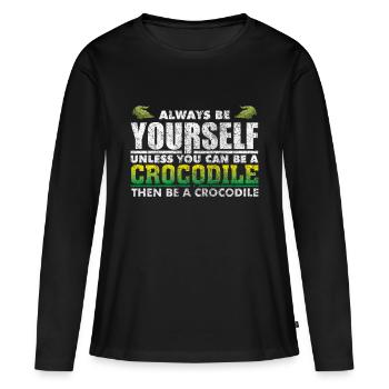 alligator - T-shirt manches longues Premium bio Femme - noir - Devant - Julia (174cm)