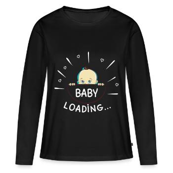 Bébé en cours de chargement ... grossesse bébé ventre - T-shirt manches longues Premium bio Femme - noir - Devant - Julia (174cm)