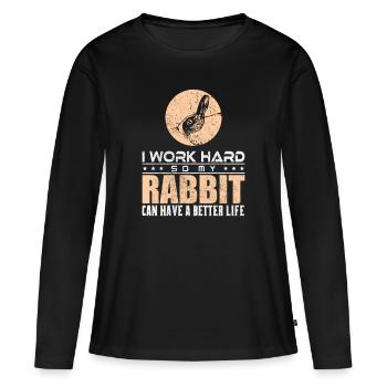 Lapin Lapin - T-shirt manches longues Premium bio Femme - noir - Devant - Julia (174cm)