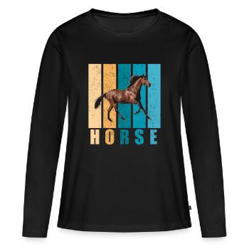 cheval - T-shirt manches longues Premium bio Femme - noir - Devant - Julia (174cm)