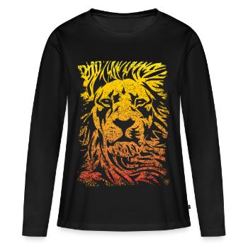 Lion - T-shirt manches longues Premium bio Femme - noir - Devant - Julia (174cm)