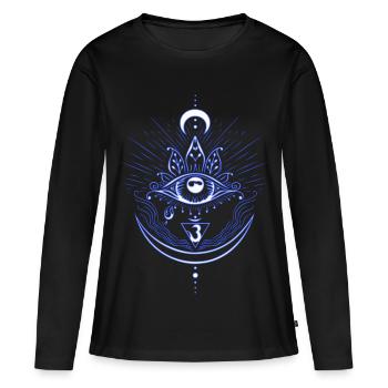 Dritte Auge Chakra Symbol Drittes Auge - Frauen Premium Bio Langarmshirt - Schwarz - Vorne - Julia (174cm)