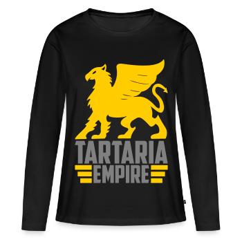 Empire de Tartarie | Couleurs modifiables - T-shirt manches longues Premium bio Femme - noir - Devant - Julia (174cm)
