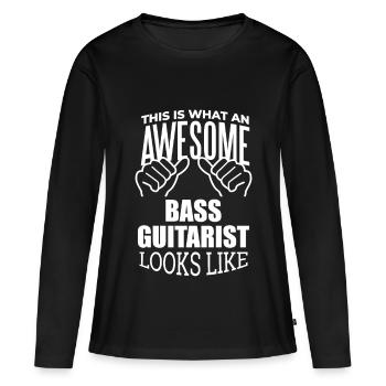 Basse Basse Basse Basse Guitare - T-shirt manches longues Premium bio Femme - noir - Devant - Julia (174cm)