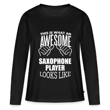 Saxophone Saxophone Saxophone - T-shirt manches longues Premium bio Femme - noir - Devant - Julia (174cm)