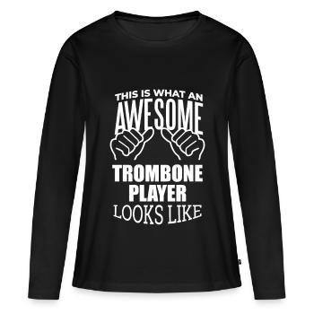Trombone Trombone Trombone - T-shirt manches longues Premium bio Femme - noir - Devant - Julia (174cm)