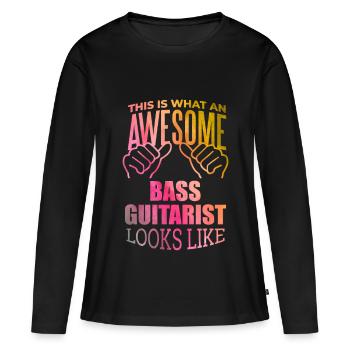 Basse Basse Basse Basse Guitare - T-shirt manches longues Premium bio Femme - noir - Devant - Julia (174cm)