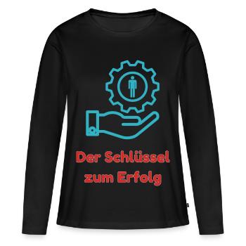 La clé du succès - T-shirt manches longues Premium bio Femme - noir - Devant - Julia (174cm)