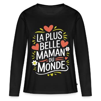 La plus belle Maman du Monde - T-shirt manches longues Premium bio Femme - noir - Devant - Julia (174cm)