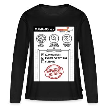 Mama-OS v2.0 Betriebssystem - Frauen Premium Bio Langarmshirt - Schwarz - Vorne - Julia (174cm)