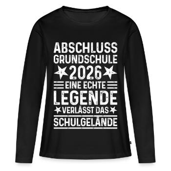 Fin d’études 2026 École primaire Terrain de l’école Legend - T-shirt manches longues Premium bio Femme - noir - Devant - Julia (174cm)