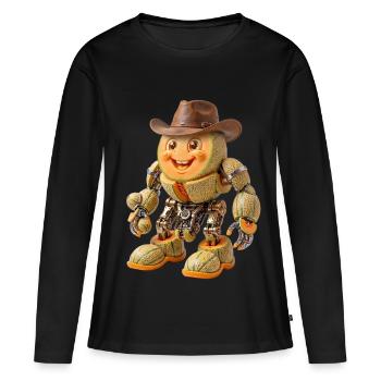 Melon Cowboy Robot : Cyborg synthétique organique - T-shirt manches longues Premium bio Femme - noir - Devant - Julia (174cm)