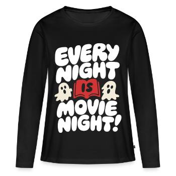 Chaque soir, c’est la soirée cinéma des fantômes - T-shirt manches longues Premium bio Femme - noir - Devant - Julia (174cm)