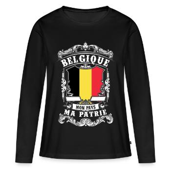 Belgique - Belgique - Belgium - T-shirt manches longues Premium bio Femme - noir - Devant - Julia (174cm)