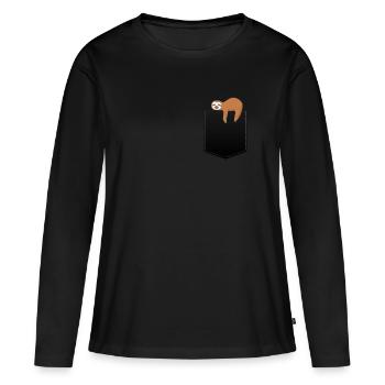 Paresseux - Chemise à poche - T-shirt manches longues Premium bio Femme - noir - Devant - Julia (174cm)