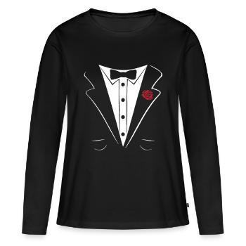 FILIGRAN TUXEDO TUXEDO SUIT SHIRT - T-shirt manches longues Premium bio Femme - noir - Devant - Julia (174cm)