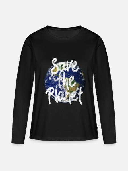 Save the Planet - Frauen Premium Bio Langarmshirt - Schwarz