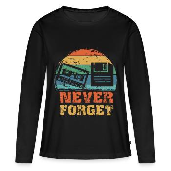 Disquette cassette vintage rétro - T-shirt manches longues Premium bio Femme - noir - Devant - Julia (174cm)