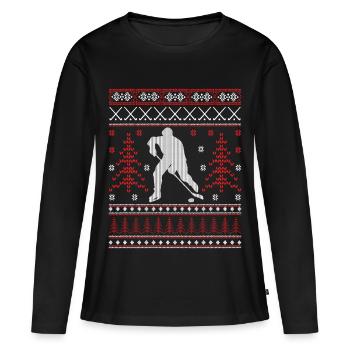 Eishockey - Ugly Christmas - T-shirt manches longues Premium bio Femme - noir - Devant - Julia (174cm)