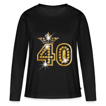 40 - Birthday - Queen - Gold - Burlesque - T-shirt manches longues Premium bio Femme - noir - Devant - Julia (174cm)
