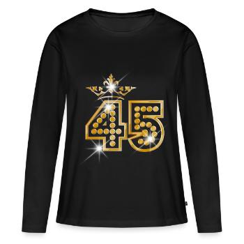 45 - Birthday - Queen - Gold - Burlesque - T-shirt manches longues Premium bio Femme - noir - Devant - Julia (174cm)