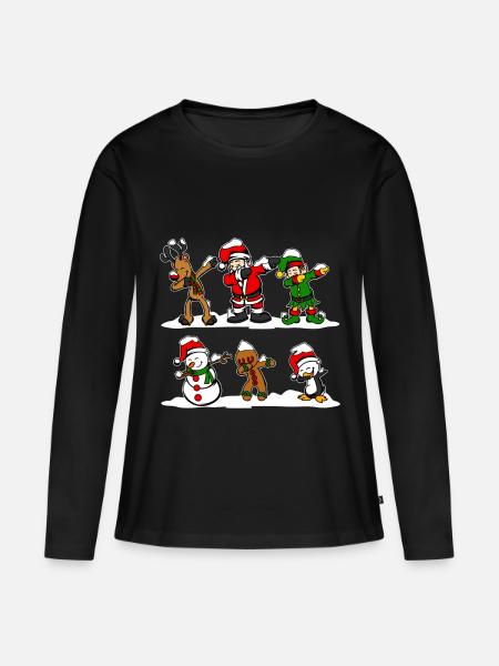 Dabbing Santa Dab Rentier Elf Weihnachten Geschenk - Frauen Premium Bio Langarmshirt - Schwarz