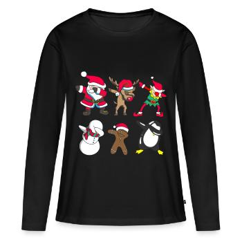 Cadeau de Noël Elf de renne Santa DAB avec - T-shirt manches longues Premium bio Femme - noir - Devant - Julia (174cm)