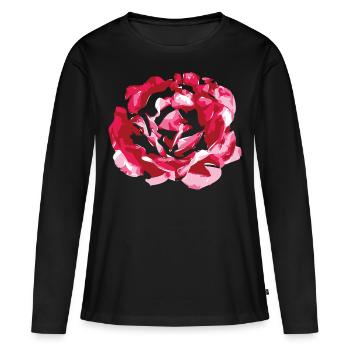 Rose Roses Fleur Blossom Garden Nature cadeau - T-shirt manches longues Premium bio Femme - noir - Devant - Julia (174cm)