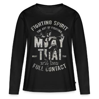 Muay Thai arts martiaux Thai boxe cadeau - T-shirt manches longues Premium bio Femme - noir - Devant - Julia (174cm)
