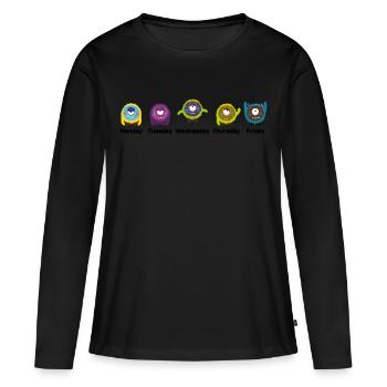 Jours de la semaine Monster - T-shirt manches longues Premium bio Femme - noir - Devant - Julia (174cm)