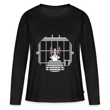 Süße Katze Gefängnis Knast Hinter Gittern Böse - Frauen Premium Bio Langarmshirt - Schwarz - Vorne - Julia (174cm)