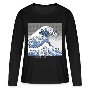 La grande vague au large de Knittingawa - T-shirt manches longues Premium bio Femme - noir - Devant - Julia (174cm)
