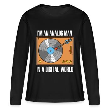 Disque Vinyle Vintage Vintage Platine Vinyle - T-shirt manches longues Premium bio Femme - noir - Devant - Julia (174cm)