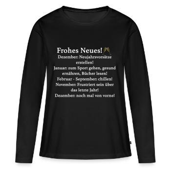 Silvester - Frauen Premium Bio Langarmshirt - Schwarz - Vorne - Julia (174cm)