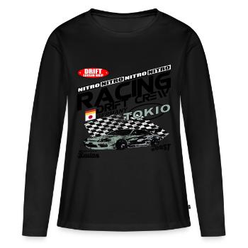 Racing « Drifting » - T-shirt manches longues Premium bio Femme - noir - Devant - Julia (174cm)