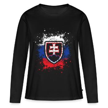 Slovénie UE - T-shirt manches longues Premium bio Femme - noir - Devant - Julia (174cm)
