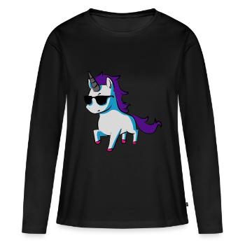 Flottes Einhorn - Frauen Premium Bio Langarmshirt - Schwarz - Vorne - Julia (174cm)
