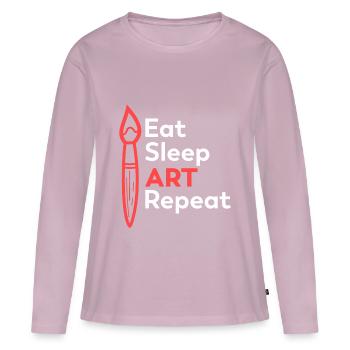 Art artiste crayon de couleur dessin peinture - T-shirt manches longues Premium bio Femme - rose poudré - Devant - Julia (174cm)