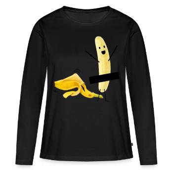 Lustige Banane nackt Striptease Geschenkidee - Frauen Premium Bio Langarmshirt - Schwarz - Vorne - Julia (174cm)