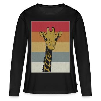 Girafe rétro Vintage cadeau idée cadeau - T-shirt manches longues Premium bio Femme - noir - Devant - Julia (174cm)