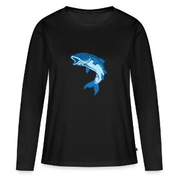 Fisch Angeln Fischer Sportfischer Fischen Hochsee - Frauen Premium Bio Langarmshirt - Schwarz - Vorne - Julia (174cm)