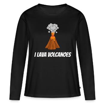 J'adore les volcans volcan éruption de lave de coeur d'amour - T-shirt manches longues Premium bio Femme - noir - Devant - Julia (174cm)