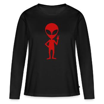 Cadeau de vaisseau spatial extraterrestre UFO - T-shirt manches longues Premium bio Femme - noir - Devant - Julia (174cm)