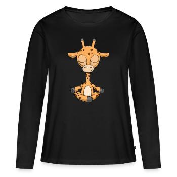 Yogi namaste cadeau yoga méditation girafe - T-shirt manches longues Premium bio Femme - noir - Devant - Julia (174cm)