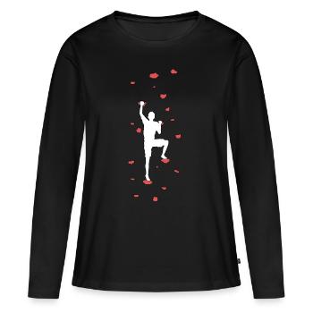 Bouldern Klettern Boulderer Griffe Geschenk - Frauen Premium Bio Langarmshirt - Schwarz - Vorne - Julia (174cm)