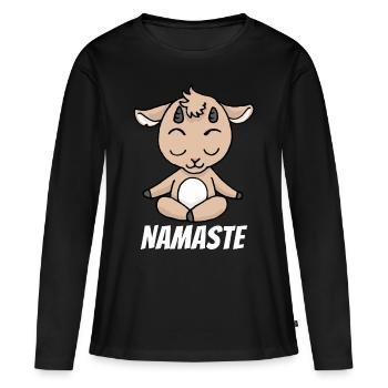 Cadeau de méditation yoga chèvre Yogi Namaste Zen - T-shirt manches longues Premium bio Femme - noir - Devant - Julia (174cm)