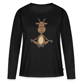 Cadeau de méditation yoga chèvre Yogi Namaste Zen - T-shirt manches longues Premium bio Femme - noir - Devant - Julia (174cm)