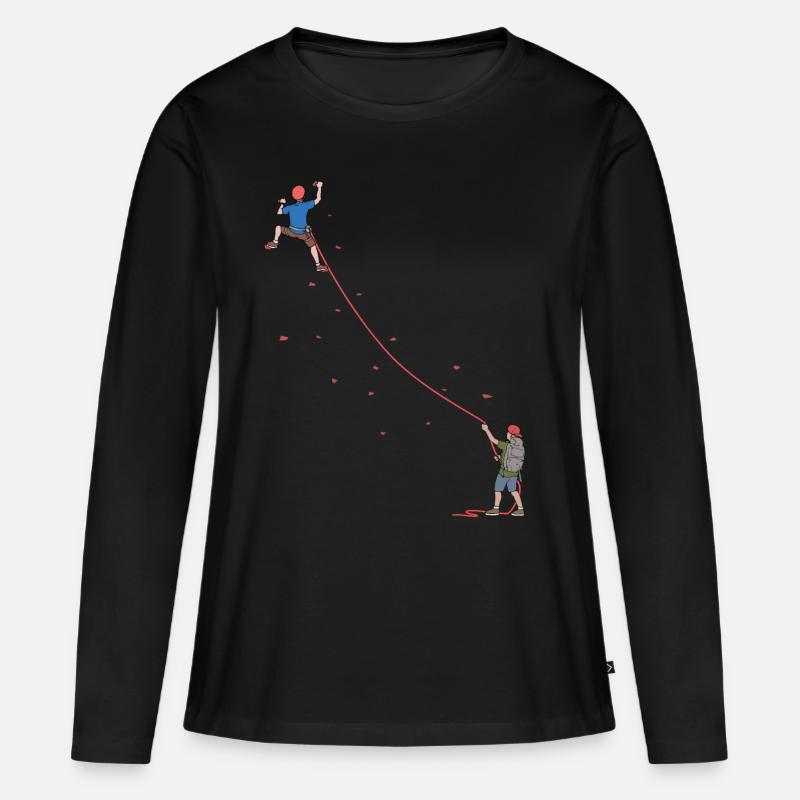 Klettern Bouldern Seilklettern Partner Geschenk - Frauen Premium Bio Langarmshirt - Schwarz