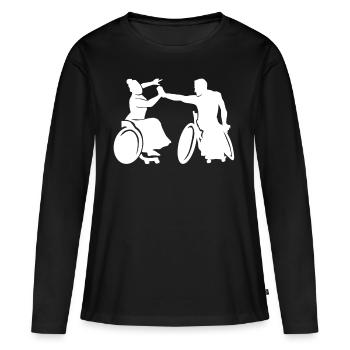Rollstuhl Tanzen Rollstuhlsport Rolli Geschenk - Frauen Premium Bio Langarmshirt - Schwarz - Vorne - Julia (174cm)