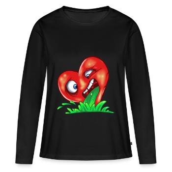 Anti-amour coeur homme femme enfant - T-shirt manches longues Premium bio Femme - noir - Devant - Julia (174cm)